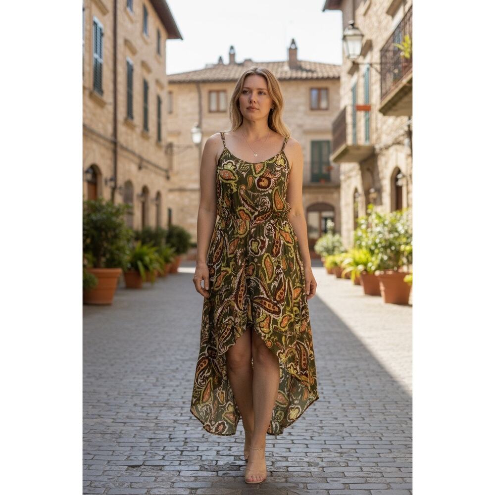 Earthbound Trading Paisley Print Maxi Dress with built in romper